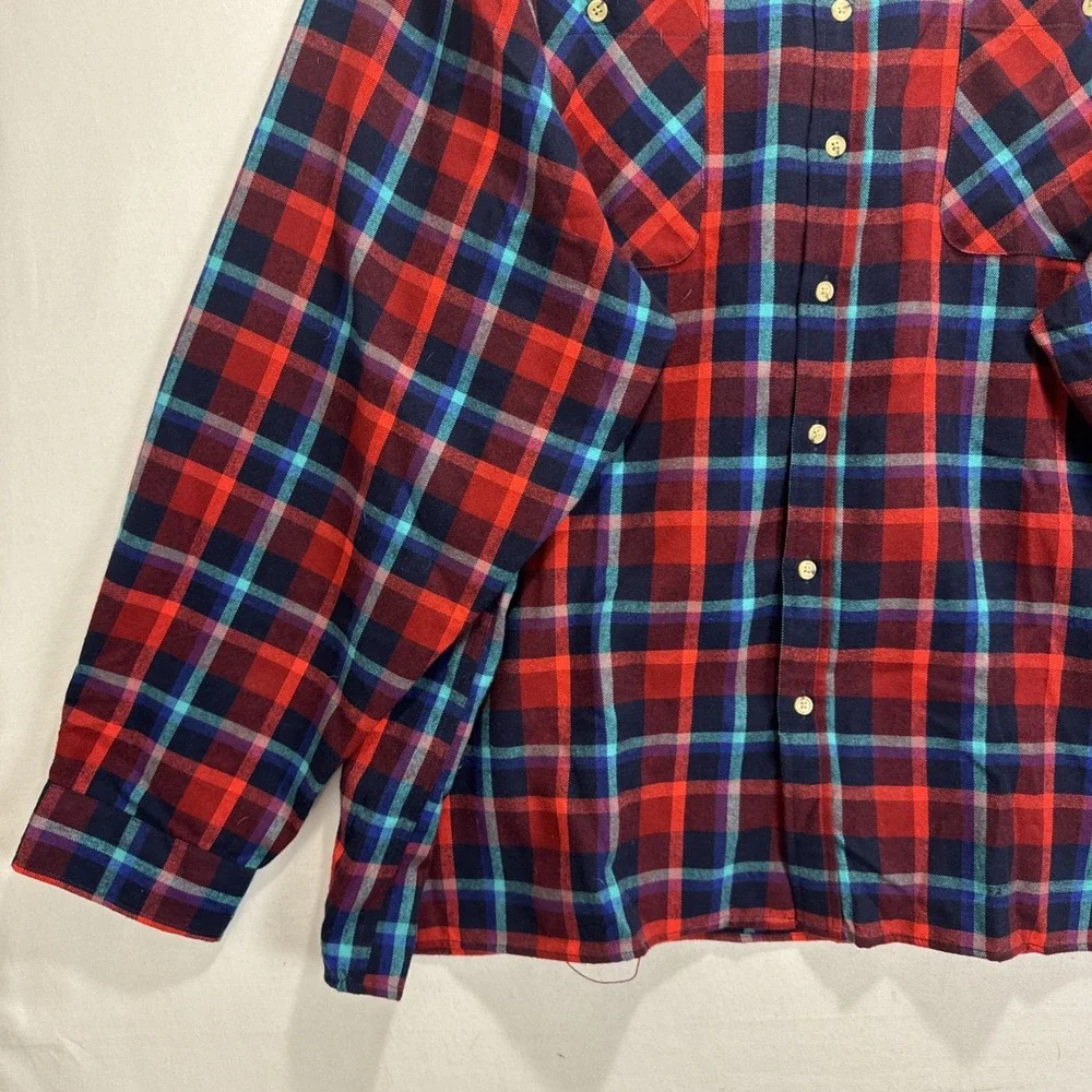 3XL Flannel John Blair RedBlue tartan Plaid Button Down Shirt Rugged Classic - Picture 4 of 11